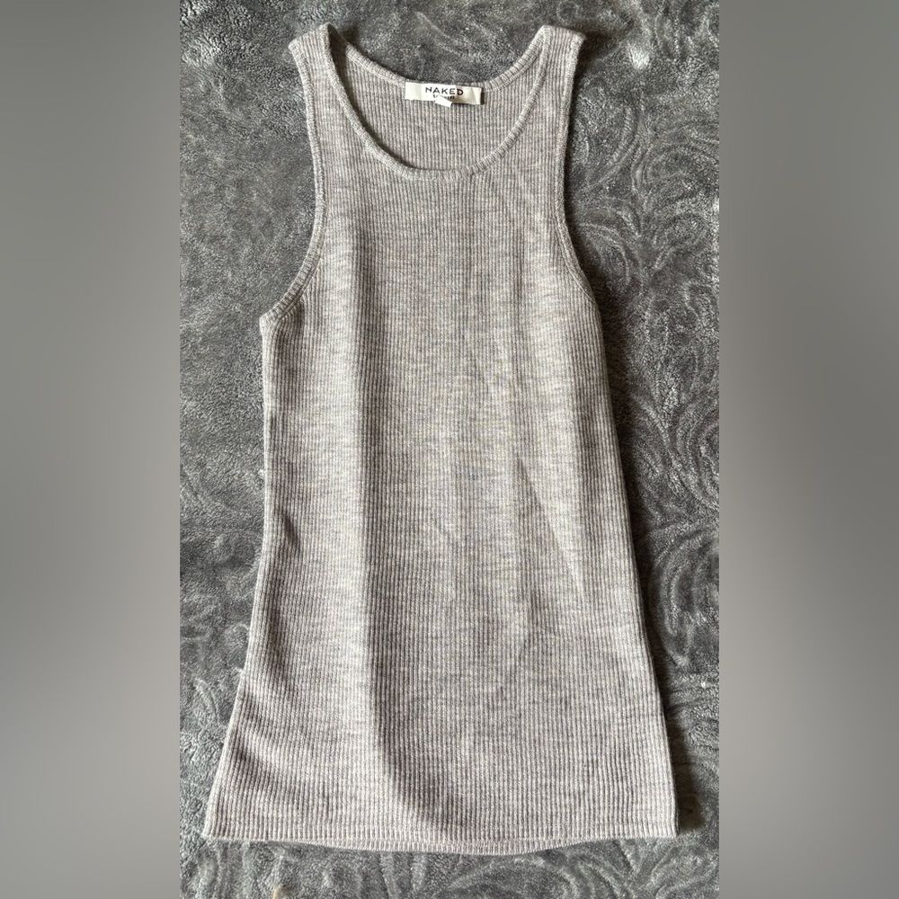 NakedCashmere Light Gray Ribbed Tank Top